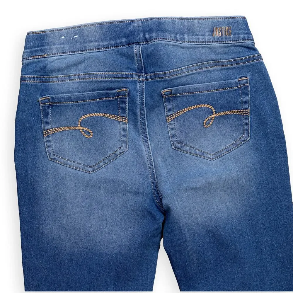 Justice Girls Medium Wash Distressed Jeggings 12